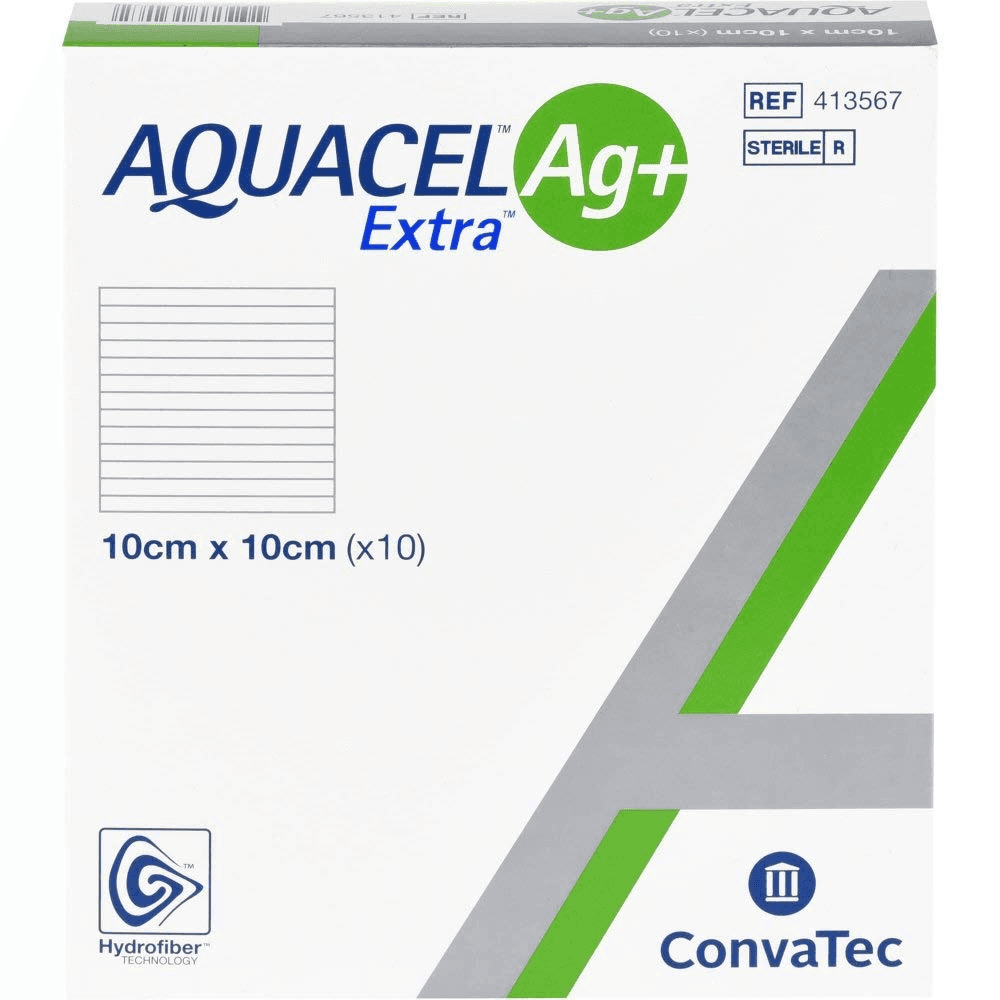 APÓSITO ANTIMICROBIANO AQUACEL AG+ EXTRA 10 X 10 CM CAJA X10