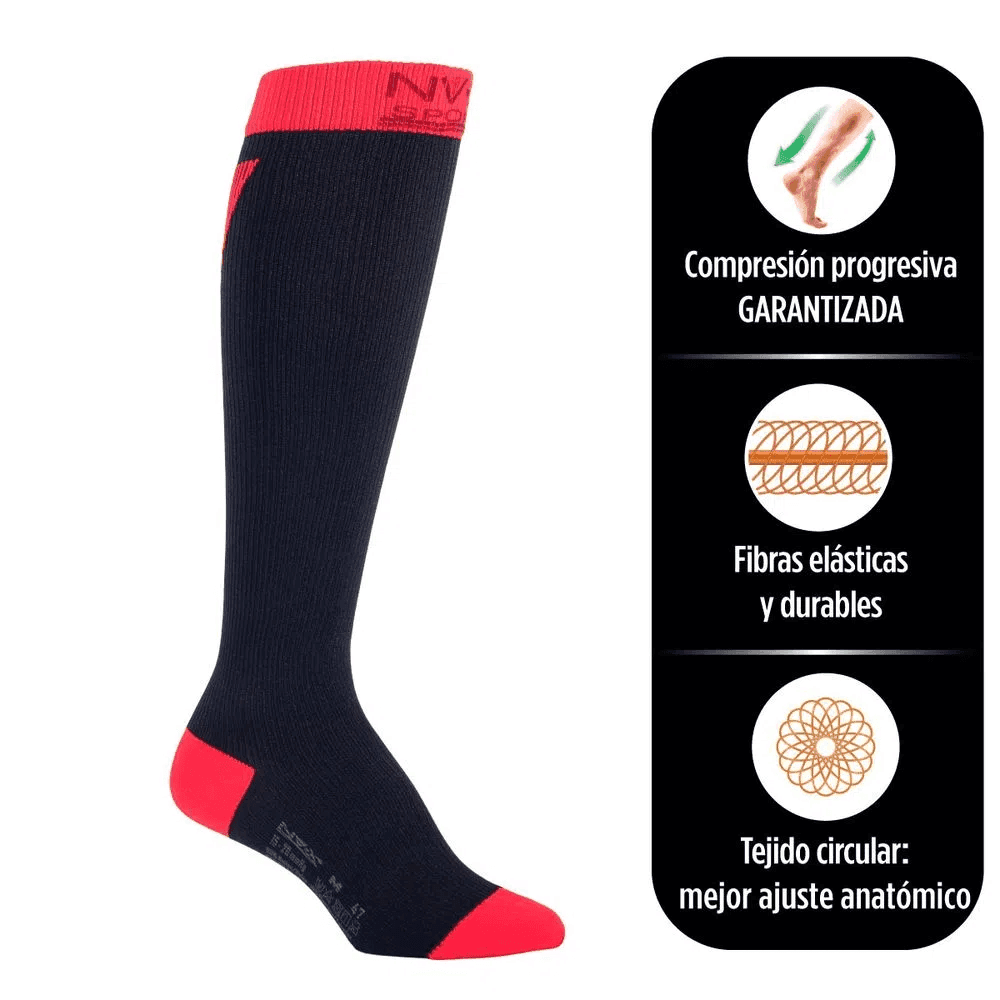 CALCETIN NV-X SPORT BICOLOR 15--20 MMGH NEGRO/ROJO LG