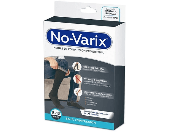 CALCETIN NO-VARIX 8-15 MMHG HOMBRE NEGRO MD