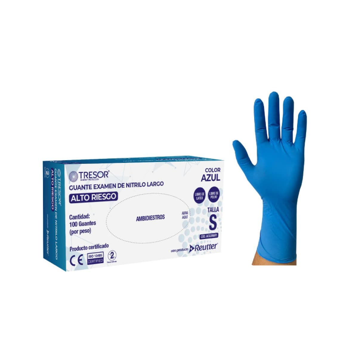 GUANTE DE NITRILO INDUSTRIAL ALTO RIESGO COLOR AZUL R3